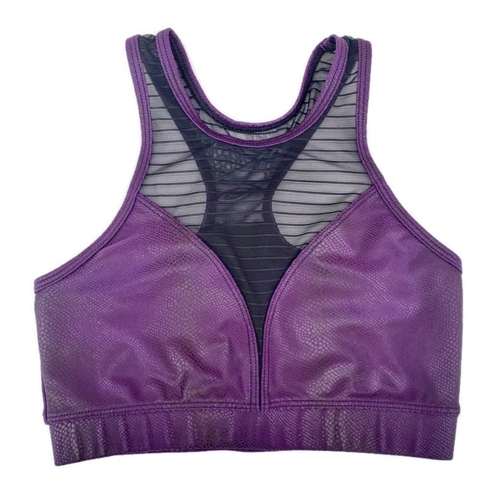 Onzie Flow Dahlia Venom High Neck Striped Mesh Racerback Sports Bra S/M